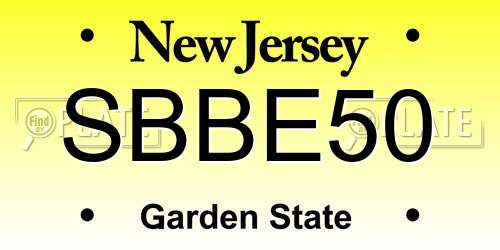 SBBE50 New Jersey License Plate