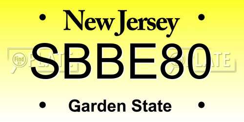 SBBE80 New Jersey License Plate
