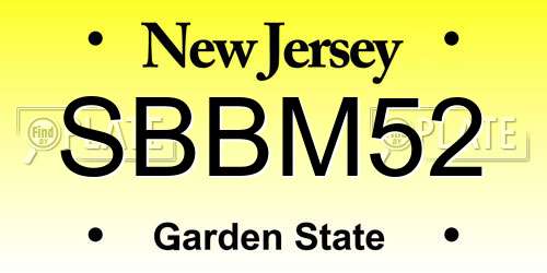 SBBM52 New Jersey License Plate