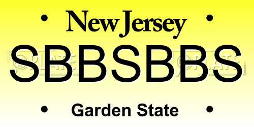 SBBSBBS New Jersey License Plate