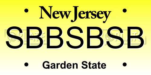 SBBSBSB New Jersey License Plate