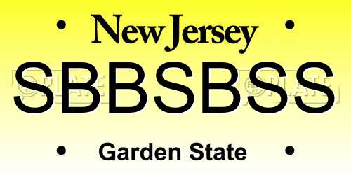 SBBSBSS New Jersey License Plate