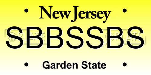 SBBSSBS New Jersey License Plate