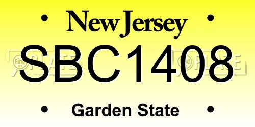 SBC1408 New Jersey License Plate