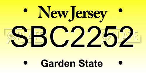 SBC2252 New Jersey License Plate