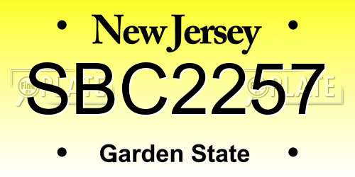 SBC2257 New Jersey License Plate