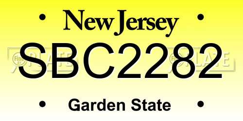 SBC2282 New Jersey License Plate