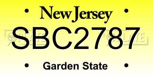 SBC2787 New Jersey License Plate