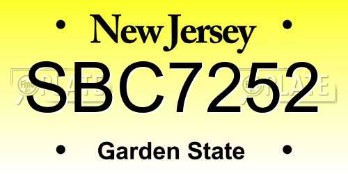 SBC7252 New Jersey License Plate