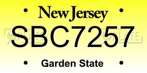 SBC7257 New Jersey License Plate