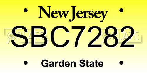 SBC7282 New Jersey License Plate