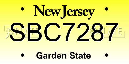 SBC7287 New Jersey License Plate