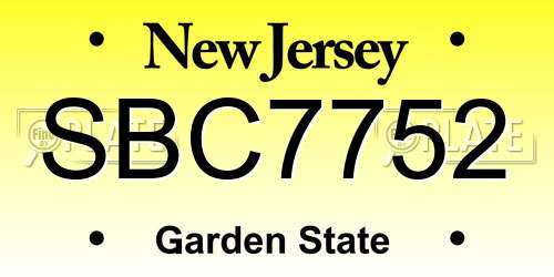 SBC7752 New Jersey License Plate