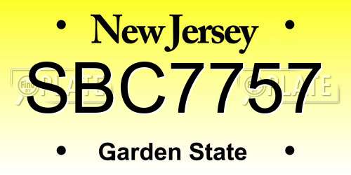 SBC7757 New Jersey License Plate