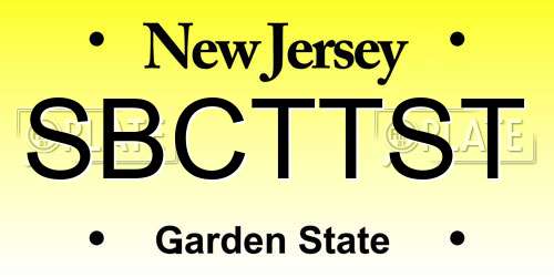 SBCTTST New Jersey License Plate