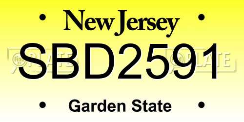 SBD2591 New Jersey License Plate