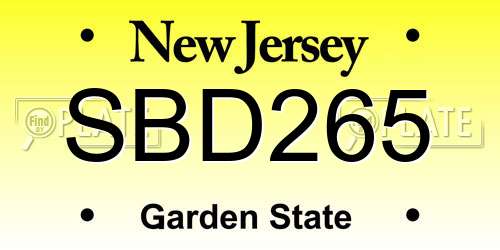 SBD265 New Jersey License Plate