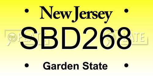 SBD268 New Jersey License Plate