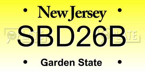 SBD26B New Jersey License Plate