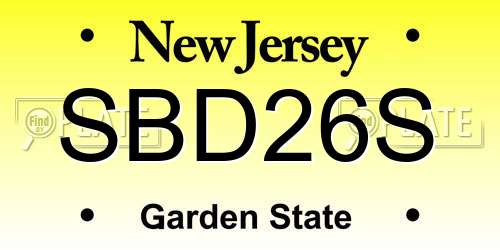 SBD26S New Jersey License Plate