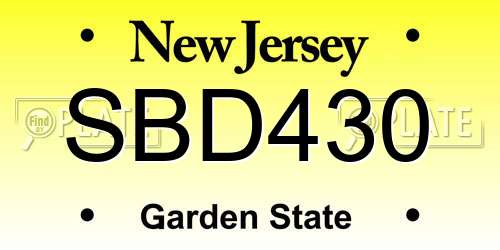 SBD430 New Jersey License Plate