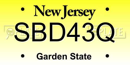 SBD43Q New Jersey License Plate