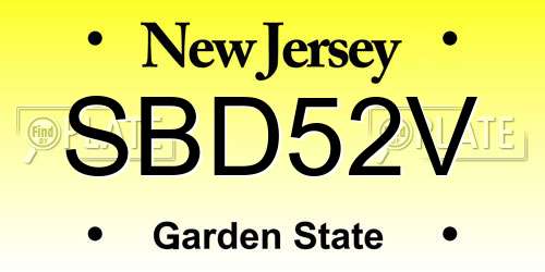 SBD52V New Jersey License Plate