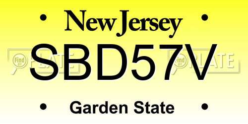 SBD57V New Jersey License Plate