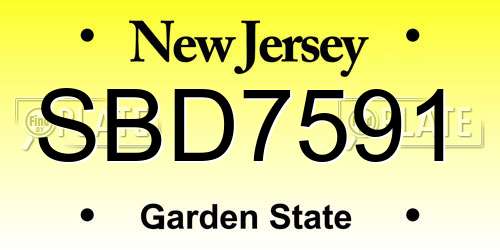 SBD7591 New Jersey License Plate