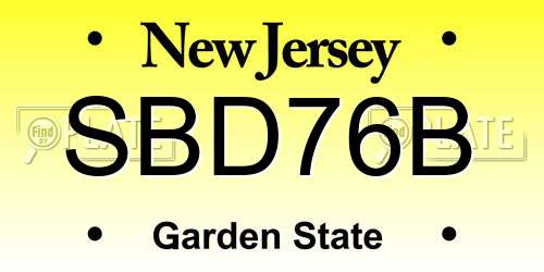 SBD76B New Jersey License Plate
