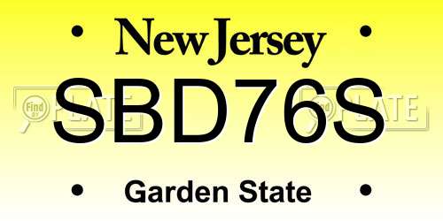 SBD76S New Jersey License Plate