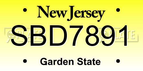 SBD7891 New Jersey License Plate