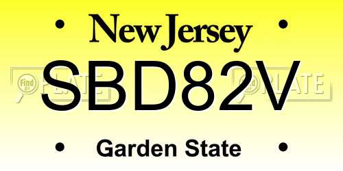SBD82V New Jersey License Plate