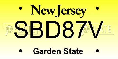 SBD87V New Jersey License Plate