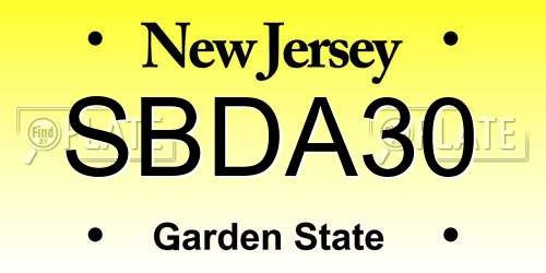 SBDA30 New Jersey License Plate