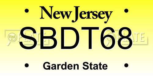 SBDT68 New Jersey License Plate
