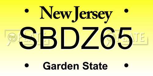 SBDZ65 New Jersey License Plate
