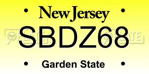 SBDZ68 New Jersey License Plate