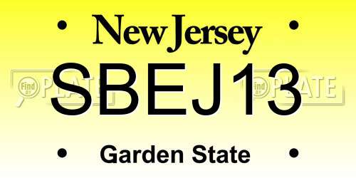 SBEJ13 New Jersey License Plate