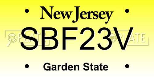 SBF23V New Jersey License Plate