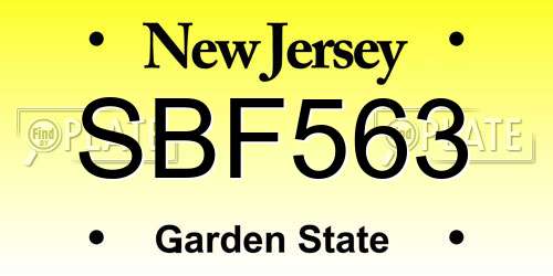 SBF563 New Jersey License Plate