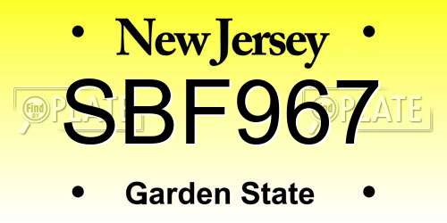 SBF967 New Jersey License Plate