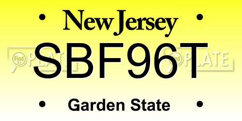 SBF96T New Jersey License Plate