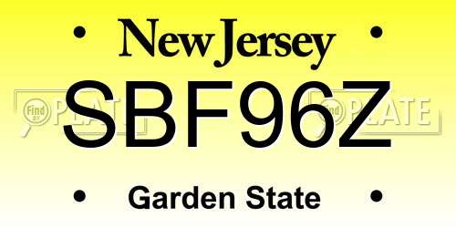 SBF96Z New Jersey License Plate