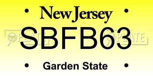 SBFB63 New Jersey License Plate