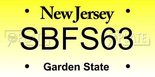 SBFS63 New Jersey License Plate