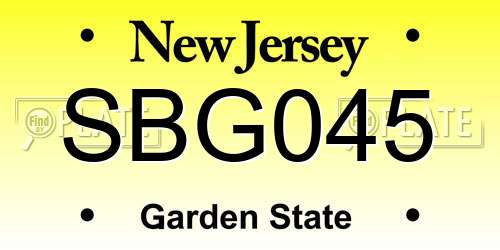 SBG045 New Jersey License Plate