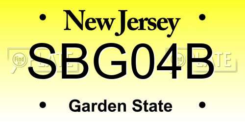 SBG04B New Jersey License Plate
