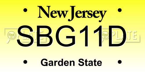 SBG11D New Jersey License Plate