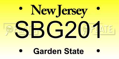 SBG201 New Jersey License Plate